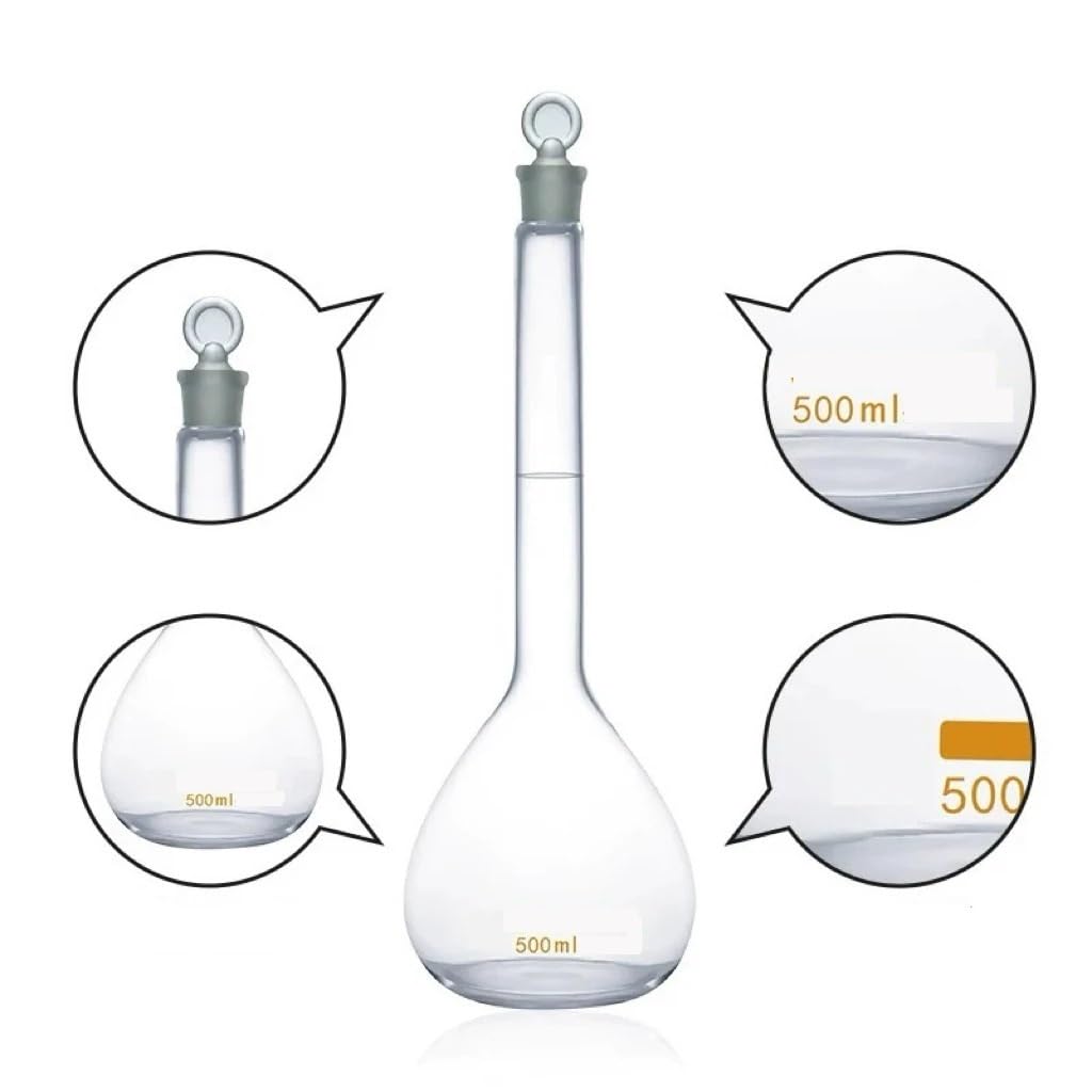 Matraz de vidrio de alto contenido en borosilicato Matraces aforados de vidrio borosilicato 5/10/20/25/50/200/500/1000 mL con tapón(200ml)
