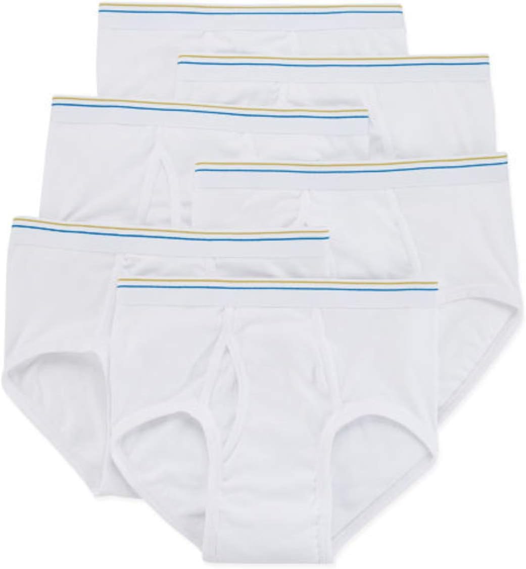 6 Pair Blended Cotton Full-Cut Briefs (Medium) White