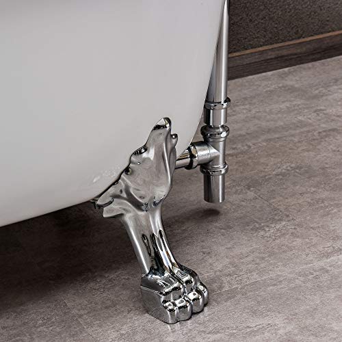 Woodbridge B-0022 Traditional Oval Acrylic Freestanding Tub | White Double Slipper Bathtub With Feet In Polished Chrome Finish For Bathroom, Clawfoot 59 Inch thumb #3
