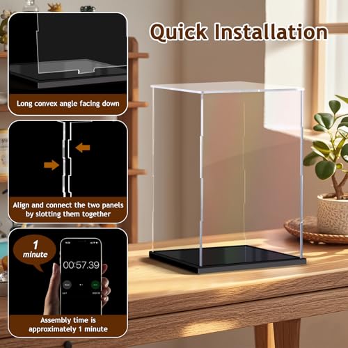 Image of Clear Acrylic Display Case for Collectibles Assemble Doll Display Case Alternative Showcase for Lego Action Figures Model Statues Home Storage (8x8x12 inch; 20x20x30 cm)