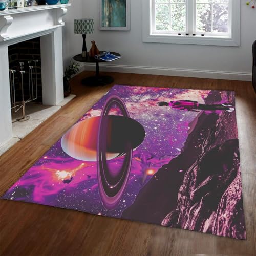 Tapis espace violet 100x150 descente de lit lavable pour appartement