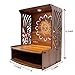 Heartily® Laabh Beautiful Wooden Pooja Stand Pooja Mandir for Home Temple for Shop and Office Puja Shelve Wall Mounted with LED Spot Light Size (H- 15.5, L- 11.5, W-11 in)