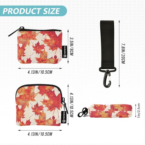 Red Maple Leaf Women's Wallets Card Cases Large Capacity ID Card Holders Protector with Zipper Coin Pocket for Women 2 Packs Recto Verso4