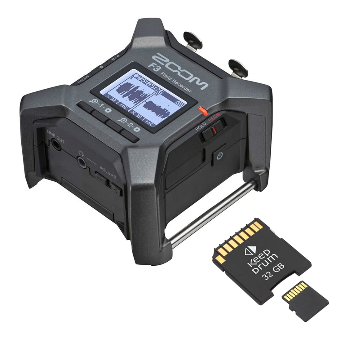 Zoom F3 Multitrack Field Recorder 2-ścieżkowy rejestrator - keepdrum Bundle