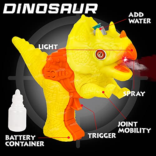 Image of Zest 4 Toyz Dinosaur Water Gun Toy for Kids with Light Battery Operated Dino Mist Spray Gun Action Dinosaur Water Toy for Boys & Girls Kids Toys Birthday Gift for Boys and Girls - Yellow