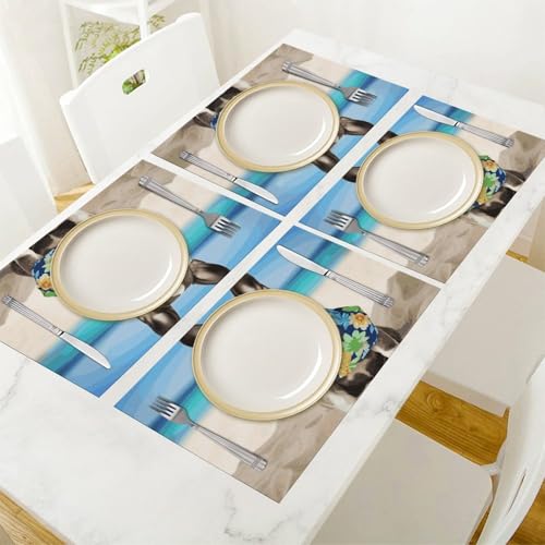 Set de table lavable en PVC motif bouledogue imperméable - 7
