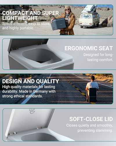 TRELINO Composting Toilet Evo S White, Portable Toilet for Camping & Outdoor, Odorless, 1.2 gal & 1.6 gal Capacity, 13 x 15.4 x 11.7 inches - Image 5