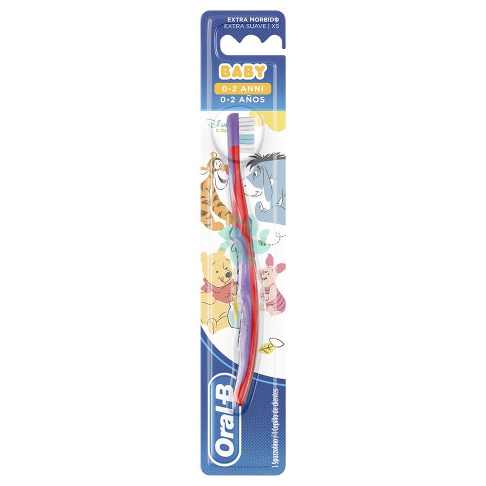 Brosse à dents Oral - B manuelle pour enfants avec personnages de Winnie l'ourson 0-2 ans, poils extra doux, couleurs assorties