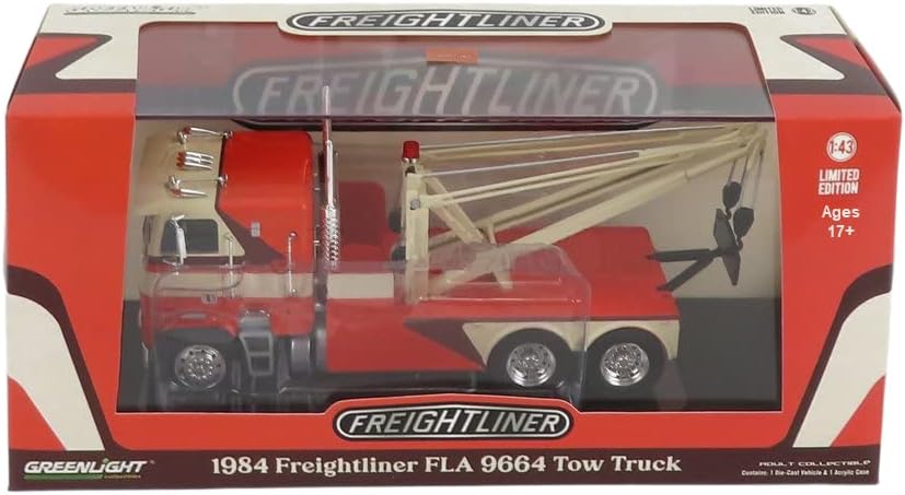 Miniatura 2 de Greenlight 86631 1984 Freightliner FLA 9664 - Camión de remolque - naranja blanco y marrón escala 143