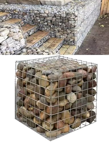 Gabion,Gabion Basket with Lids | Gabion Stone Basket Cage | Galvanized Rock Stone Walls Mesh Cage | Gabion Retaining Wall for Outdoor Garden Patio Backyard | Galvanized Wire Steel(11.8x19.7x