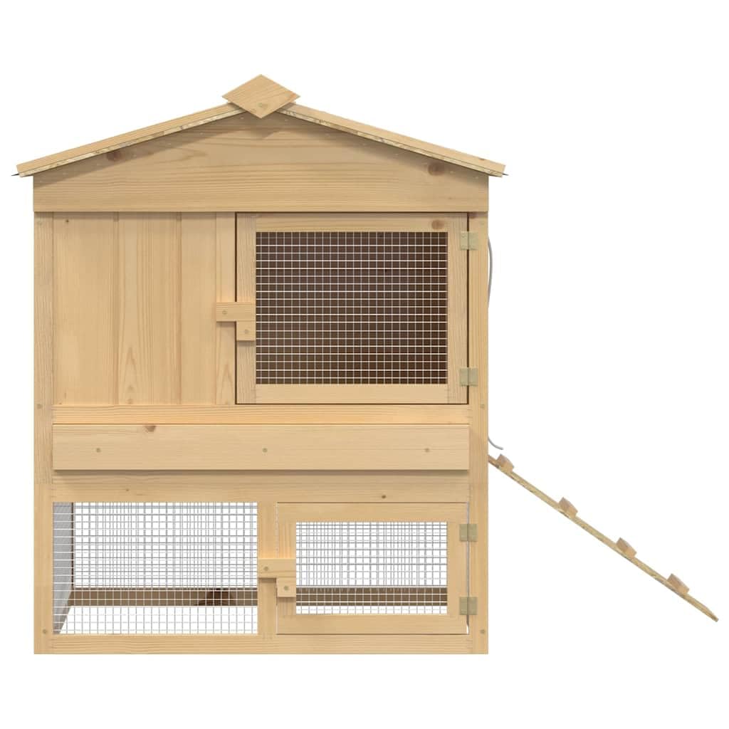 Gallinero Madera pino macizo Marrón 75 x 60 x 89 cm | Puerta con cerradura, techo a intemperies, fácil de limpiar, abrigo exterior duradero