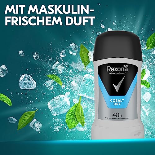 Rexona Men MotionSense Anti-Transpirant Deo Stick Cobalt Dry Deodorant mit 48 Stunden Schutz gegen Körpergeruch und Achselnässe 50 ml – Ansicht 4