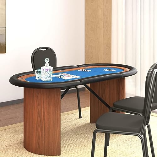 LAPOOH Pokertisch 10 Spieler Blau 160x80x75 cm, Poker Table, Spieltisch, Blackjack, Poker Tisch, Roulette Tisch, Deko Casino Poker