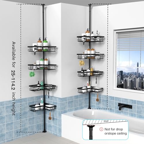 image for KEGII Corner Shower Caddy Tension Pole - Shower Tension Rod Organizer,