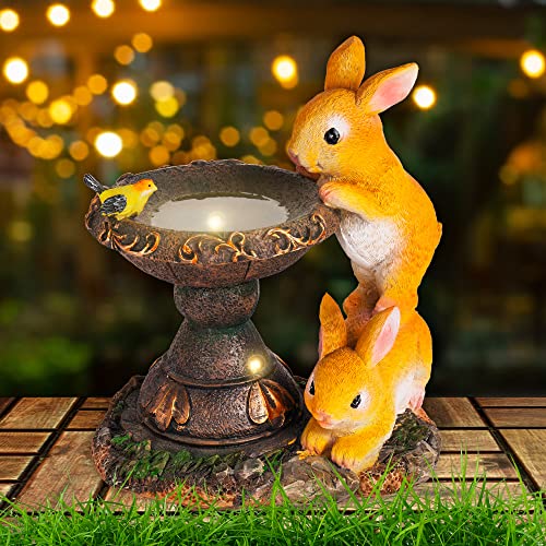 Garden Bunny Statues, Solar Garden Statue Outdoor Decor, Rabbit Garden Statues And Figurines, Outdoor Statues And Sculptures For Lawn, Yard, Patio, Porch, And More #TOP1