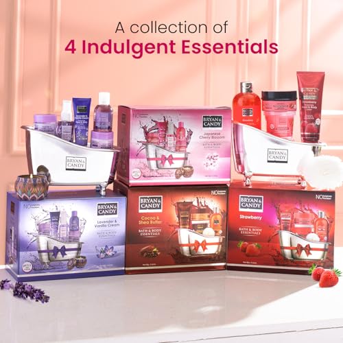 Image of Bryan & Candy Bath Tub Essentials|Gift Set For Women And Men | Complete Home Spa Experience (Cherry Blossom Tub Kit)