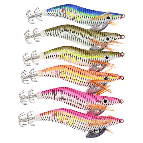 Cebos Artificiales 6 unids/Set 80 mm 11g de Pesca camarón Calamar Cebo Pesca señuelo Pesca Tackle cebos de Pesca Señuelos de Pesca