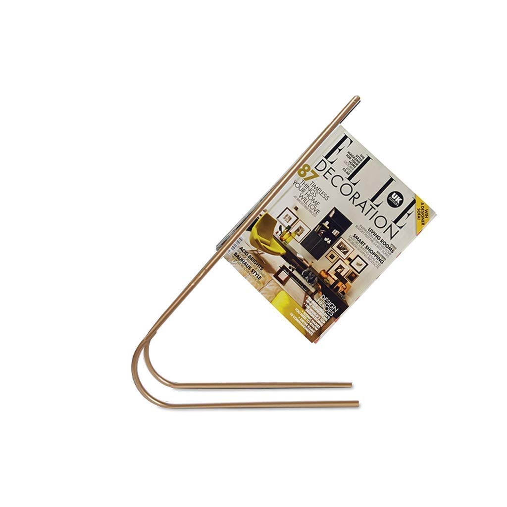 TIANQIHAO Bookshelf, File Rack, Floor-Standing Bookshelf Wrought Iron Magazine Rack Bookshelf, File Rack, Next To The Sofa Magazine Rack,Black,Gold