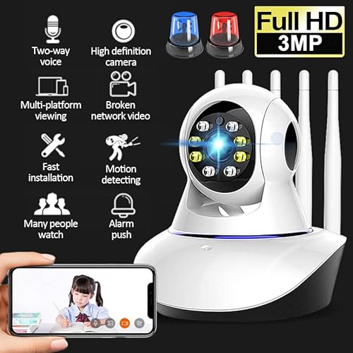 câmera 1080p ip sem fio interior de 5 antenas sinal potente cctv wi-fi câmera monitor do be0bê segur