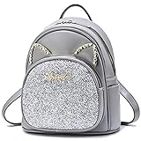 Mini Backpack for Girls Cute Cat Ears Design Leather Women's Backpack Purse with Sequin...