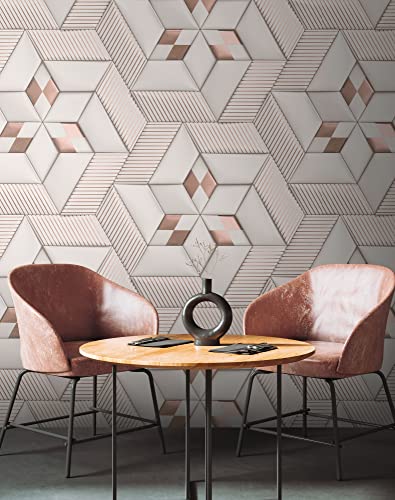 Livingwalls Travel Styles Non-Woven Wallpaper, Abstract Wallpaper in White and Cream - Image 3