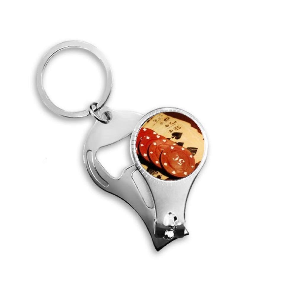 Pince à ongles Red Chip avec porte-clés décapsuleur en métal robuste pour homme
