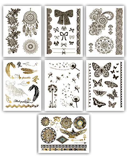 Terra Tattoos Black Mehndi Inspired Temporary Tattoos 75+ Henna Designs Flowers, Butterfly, Bows Waterproof Nontoxic Long Lasting Perfect for Beach, Festivals, & more!