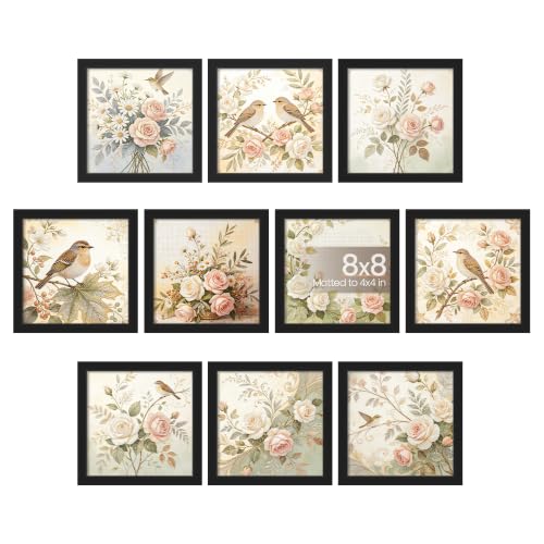 Image of upsimples 8x8 Picture Frame, Photo Collage Wall Decor Set of 10, Black