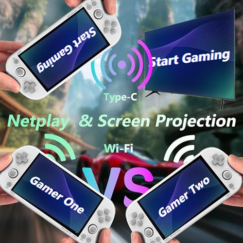 Image of Trimui Smart Pro Handheld Game Console, Retro Hand Held Video Gaming Consoles with 64G /256G TF Card, 5 inch Screen Portable - White 64GB