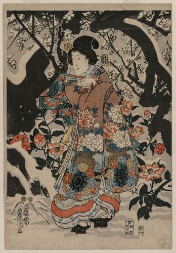 Affiche Art Mural Femme et Prunier Kunisada pour Créer un Salon Zen et Poétique