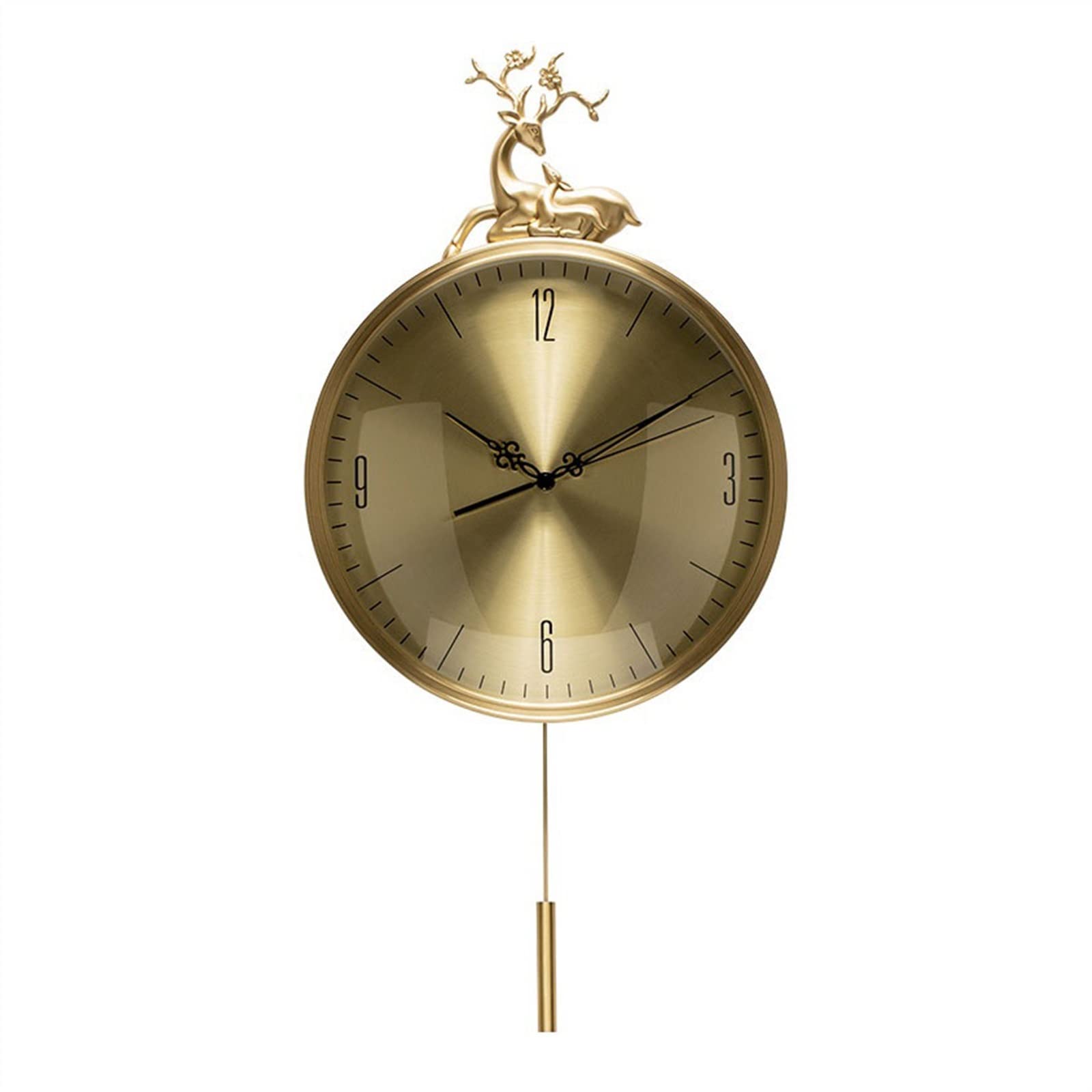 DFHS46JK Wall Decor European Light Luxury Art Deer Shape Pendulum Wall Clock Living Room Silent Decoration Study Fashion for living room decor