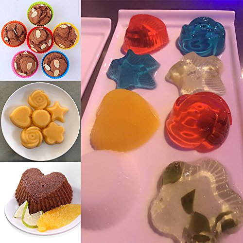 42 Pcs Silicone Cupcake Baking Cups, Senhai Non-Stick Heat Resistant Cake Molds Ice Cube Molds For Making Muffin Chocolate Bread - 6 Shapes #TOP6