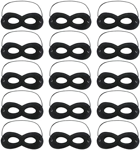 15pcs Halloween Masks Felt Eye Masks Black Halloween Half Mask Felt Dress Up Masks Costume Masks with Adjustable Elastic Rope for Halloween Party Costume(Black)