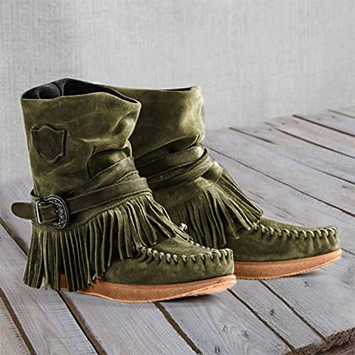 Bottes de cowboy compensées mi-mollet larges et confortables - 4