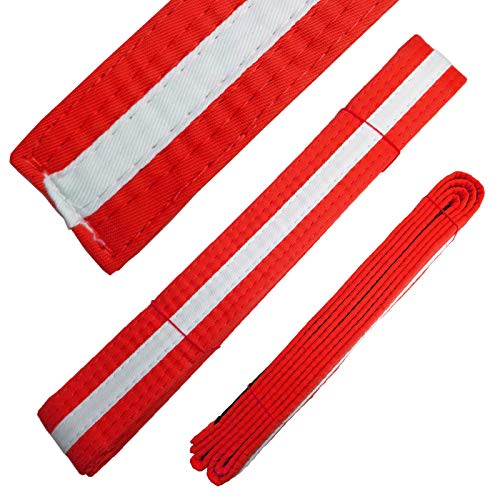 Ace Martial Arts Supply White Stripe Color Belts (Red, 3)