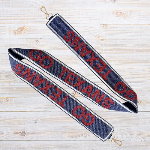 Lashicorn Go Texas Beaded Purse Strap Navy Blue and Red Football 49” Baseball Game Day for Clear Stadium Purse3