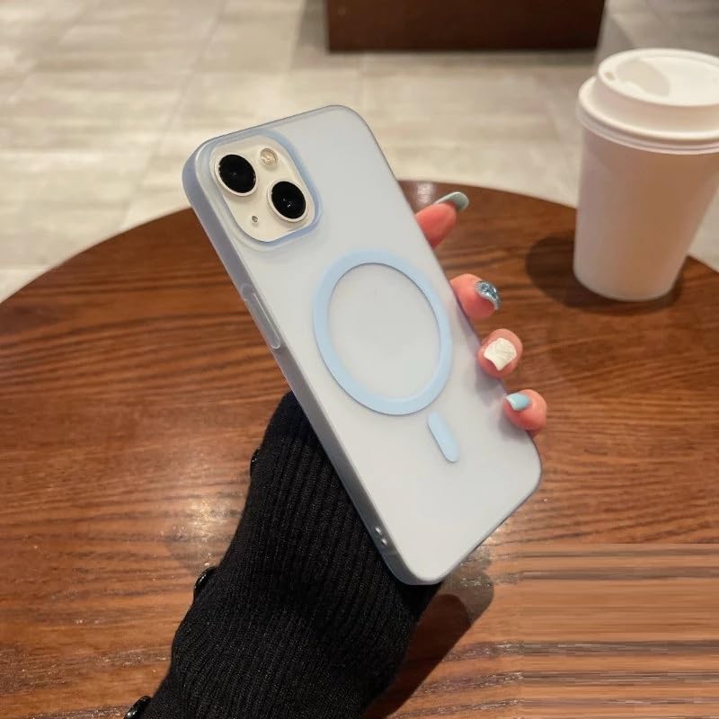 Image of COVERLY Matte Frosted Translucent Back Cover Case for iPhone 12 Pro Compatible with MagSafe | Shockproof Design | Camera Protection Module | Hard Back Case for iPhone 12 Pro (PC, Frost Blue)