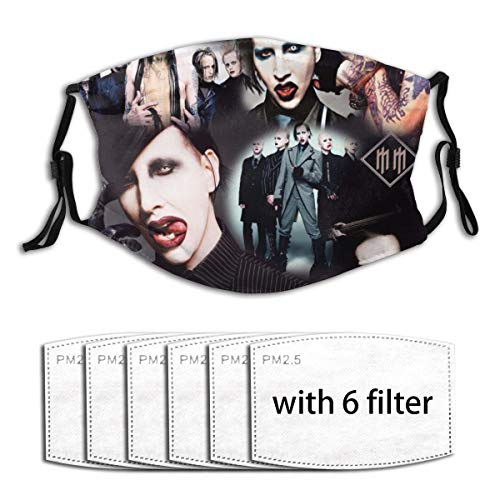 Mjong Unisex Balaclava Scarf Marilyn Manson Face Mask Bandana with 6 Filter