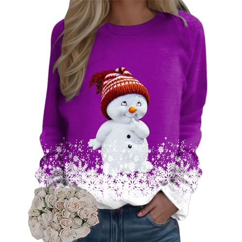 Sweat-shirt Noël femmes S violet ample à manches longues doux et respirant