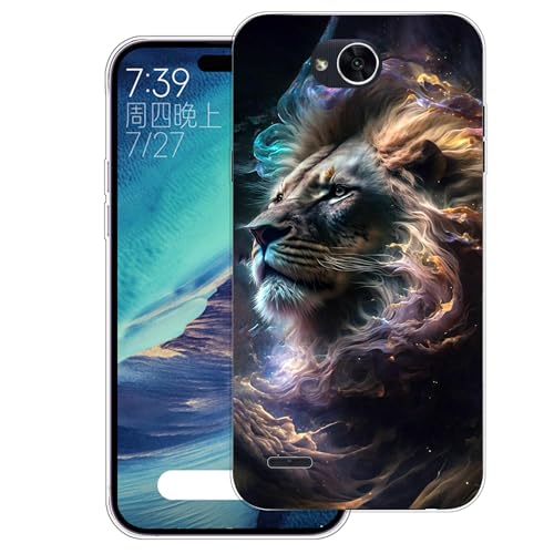 WUACYEAMING Carcasa para Móvil Compatible con LG X Power 2 Ultrafina Delgado Cover Transparente TPU Silicona Antigolpes Anti-arañazos Bumper Caso para Case-(León)