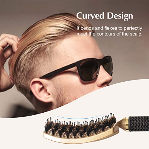 Fixbody Boar Bristle Hair Brush - Curved & Vented & Oversize Design Detangling Hair Brush For Women Long, Thick, Curly And Tangled Hair Blow Drying Brush (Gold) #TOP3