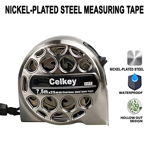 Celkey Tape Measure 25 Ft Measuring Tape Retractable With Newest Duarable Hollow Design,High Precision,Impact Resistence,Waterproof And Easy To Clean #TOP1