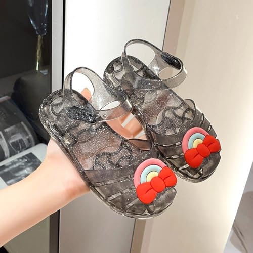 Rainbow Jelly Sandals for Girls Kids Toddler Closed Toe Summer Beach Flats Cute Bowknot Princess Sandal Casual Shoes2