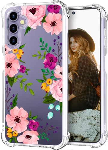 Coque Samsung Galaxy S24+ Plus fleurie antichoc et transparente motif pivoine violette
