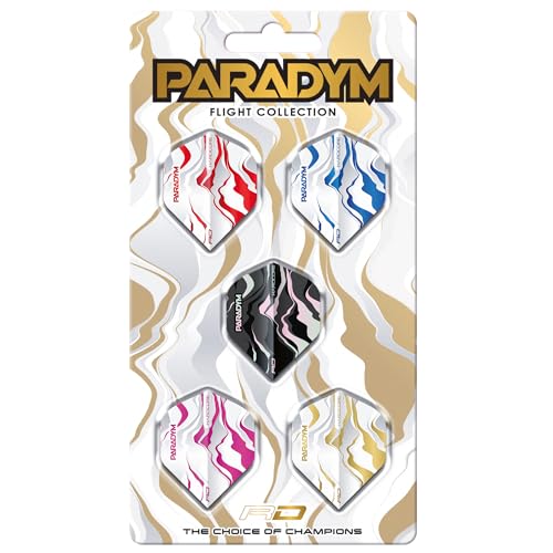 RED DRAGON Darts - Paradym Flight Collection - Dart Flights 5 Sets Per Pack (15 in Total) Extra Thick 100 Micron - Standard Shape Darts Flights - Professional Darts Accessories