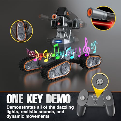 Contixo SC9 RC Gel Blaster Tank - 4WD Remote Control Tank with LED Lights, Rechargeable Battery, 360° Rotating Stunt Car, Infra-Red Laser & Water Bomb Warfare - Perfect Battle Toy for Kids - Gray