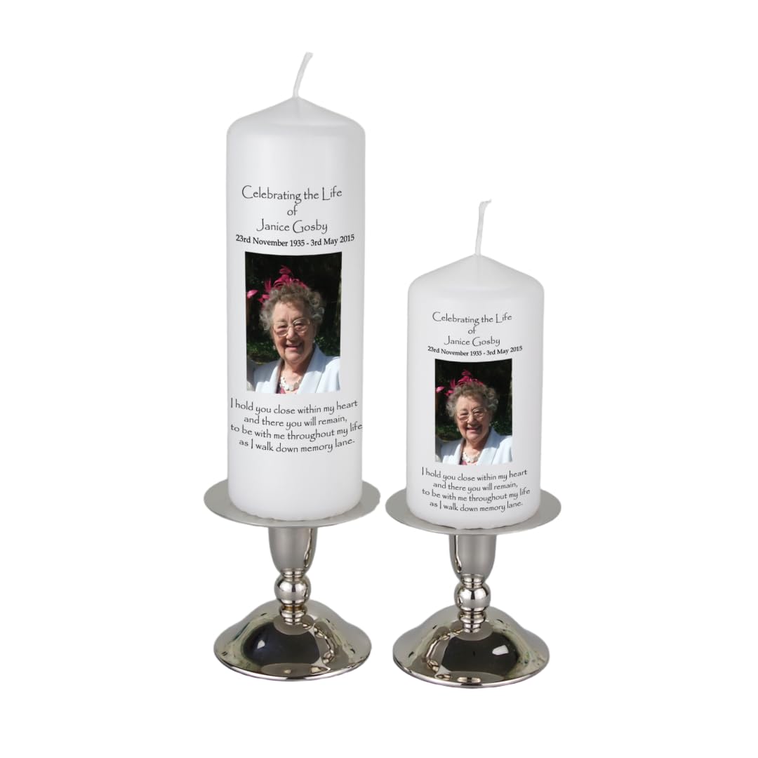 Personalised Memorial Remembrance Picture Photo Pillar Candle Celebrating the Life of by Just Candles