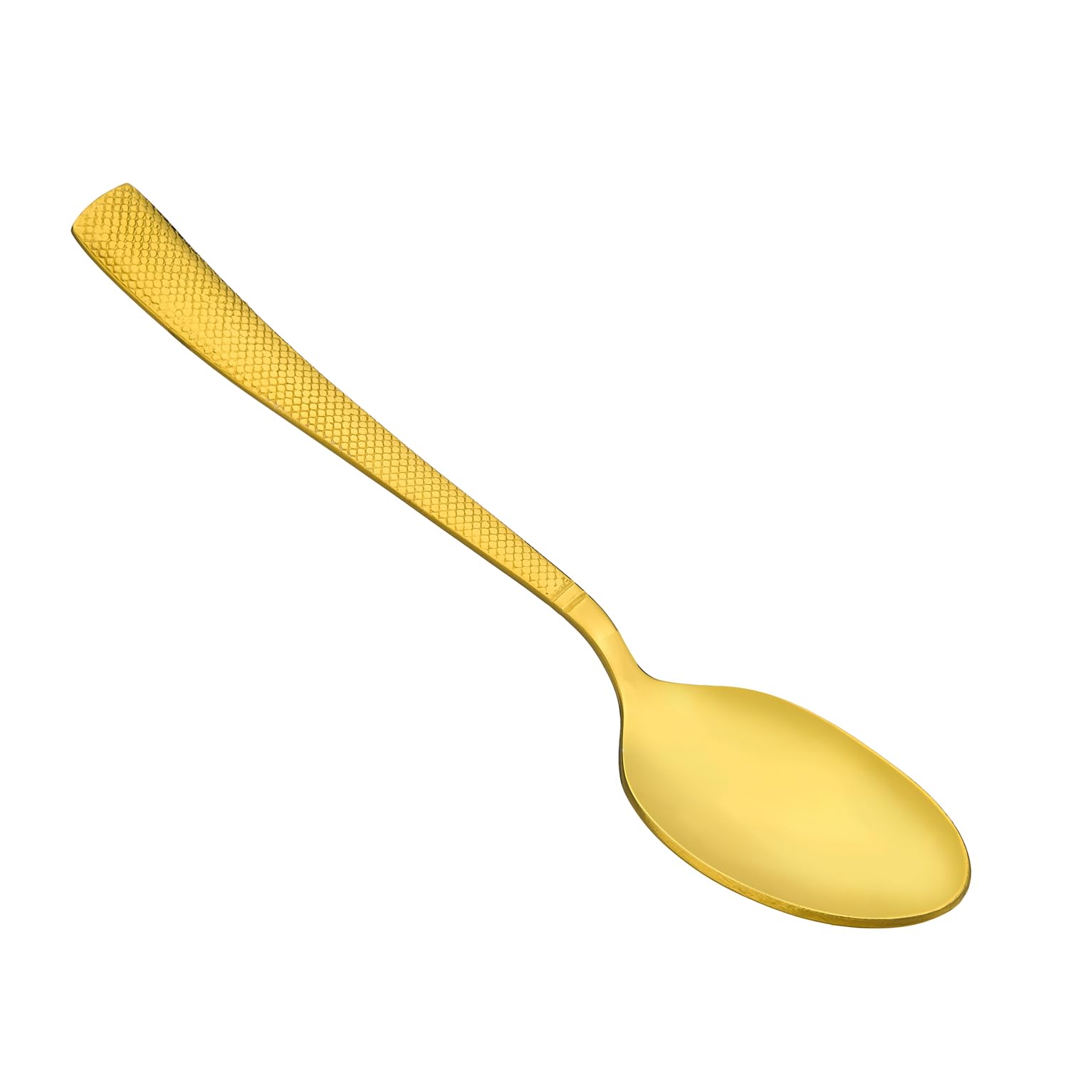 Queenza Juego de 12 cucharas de café expreso, cucharas Demitasse para fiesta de té y desierto, acabado de acero inoxidable de alta calidad con mango grabado para un mejor agarre (dorado)