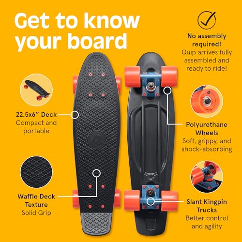 Retrospec Quip Mini Cruiser Adult Skateboard - 22.5in Compact Board with ABEC-7 Bearings & PU Wheels - Waffle Grip Deck for Smooth Riding - Portable 5lb Design - image 4