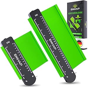 EMHAP© Konturenlehre groß feststellbar mit Klemmhebel EXTRA TIEF 2er Set Konturenlehre mit Feststeller Metall Profi Messwerkzeug für Konturen & Ecken – Konturlehre Konturmessgerät contour guage